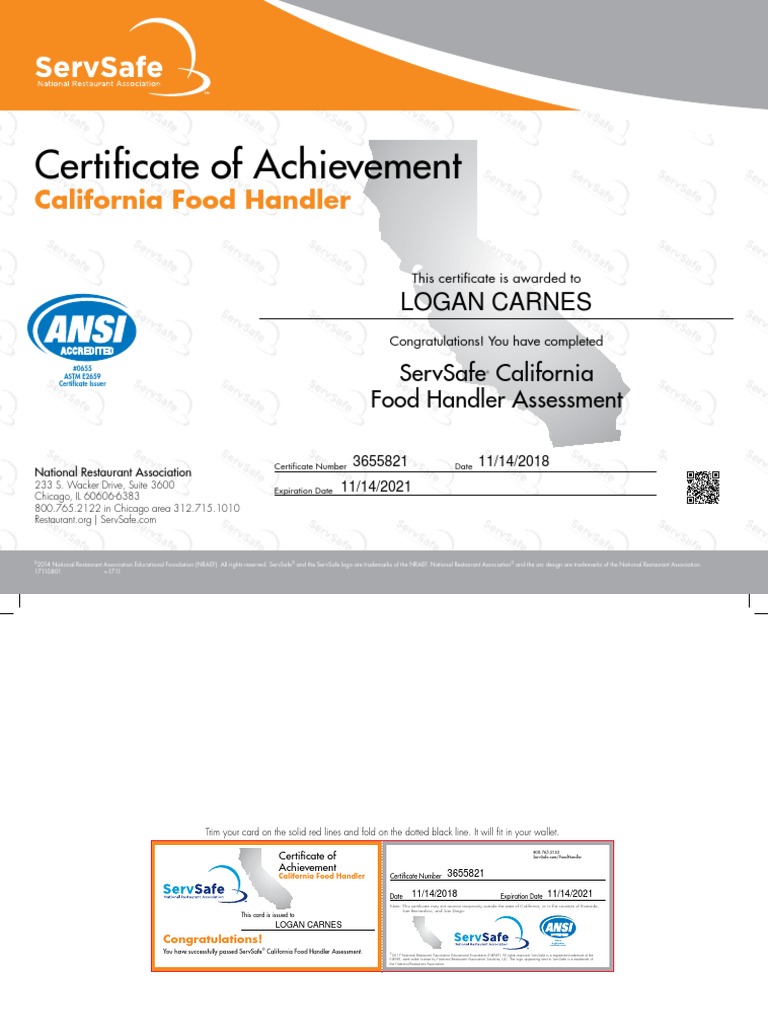 Serv Safe Certification PDF Food And Drink Food Industry