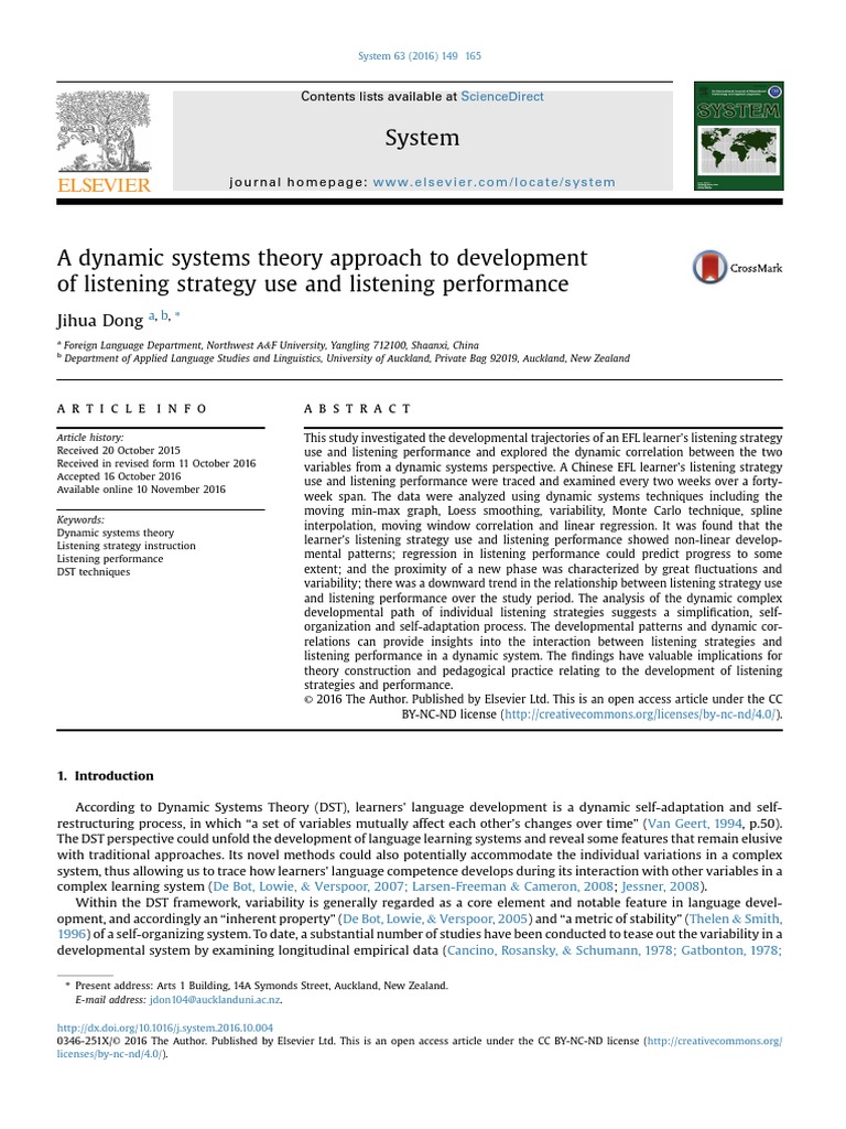 A Dynamics Systems Theory Approach To Development of Listening Strategy ...