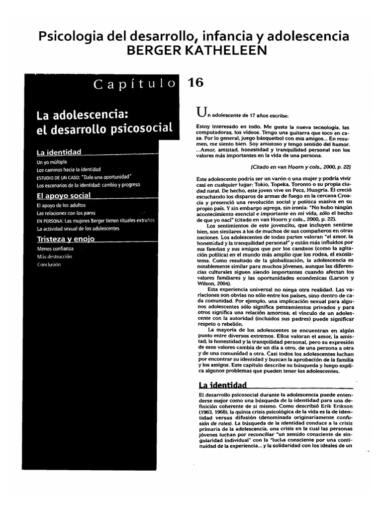 Psicologia Del Desarrollo Infancia Y Adolescencia Berger Katheleen Genero Etnia Raza Y Genero