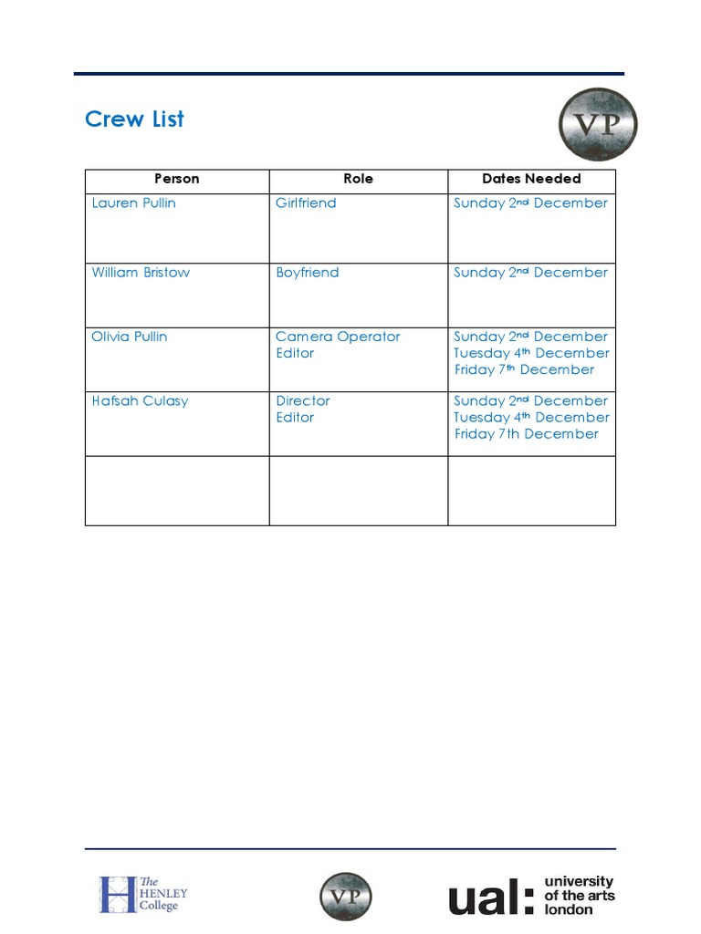 Olivia Pullin's Crew Schedule | PDF