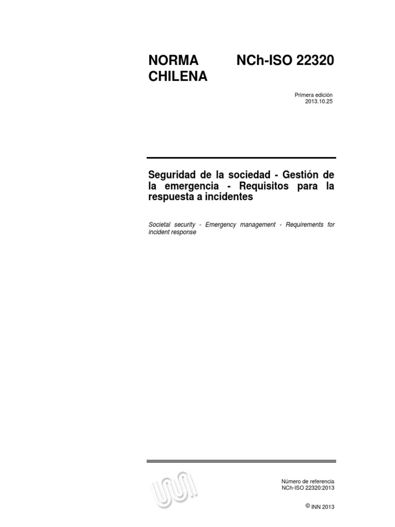 NCh-ISO22320 2013 | PDF | Planificación | Toma de decisiones