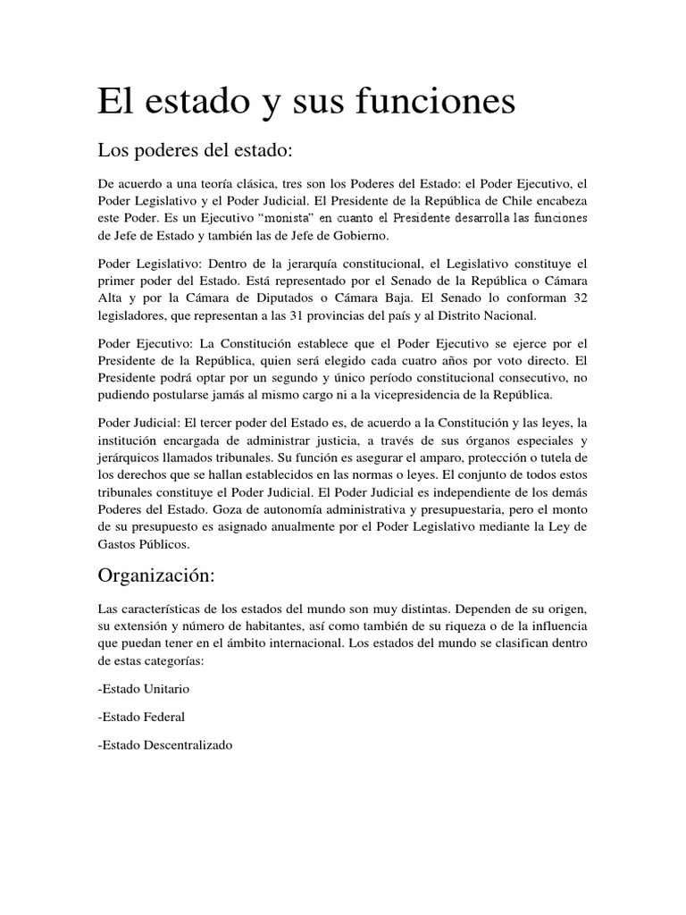 El Estado y Sus Funciones | PDF | Participación pública | Estado (política)