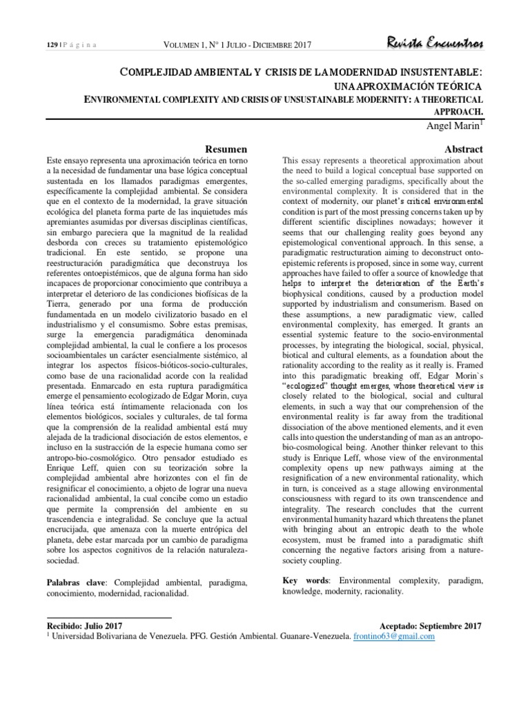 Complejidad Ambiental y Crisis de La Modernidad Insustentable | PDF ...
