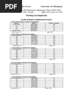 First Year LLB (Honours) Admission Test, 2010-2011: Seating Arrangement