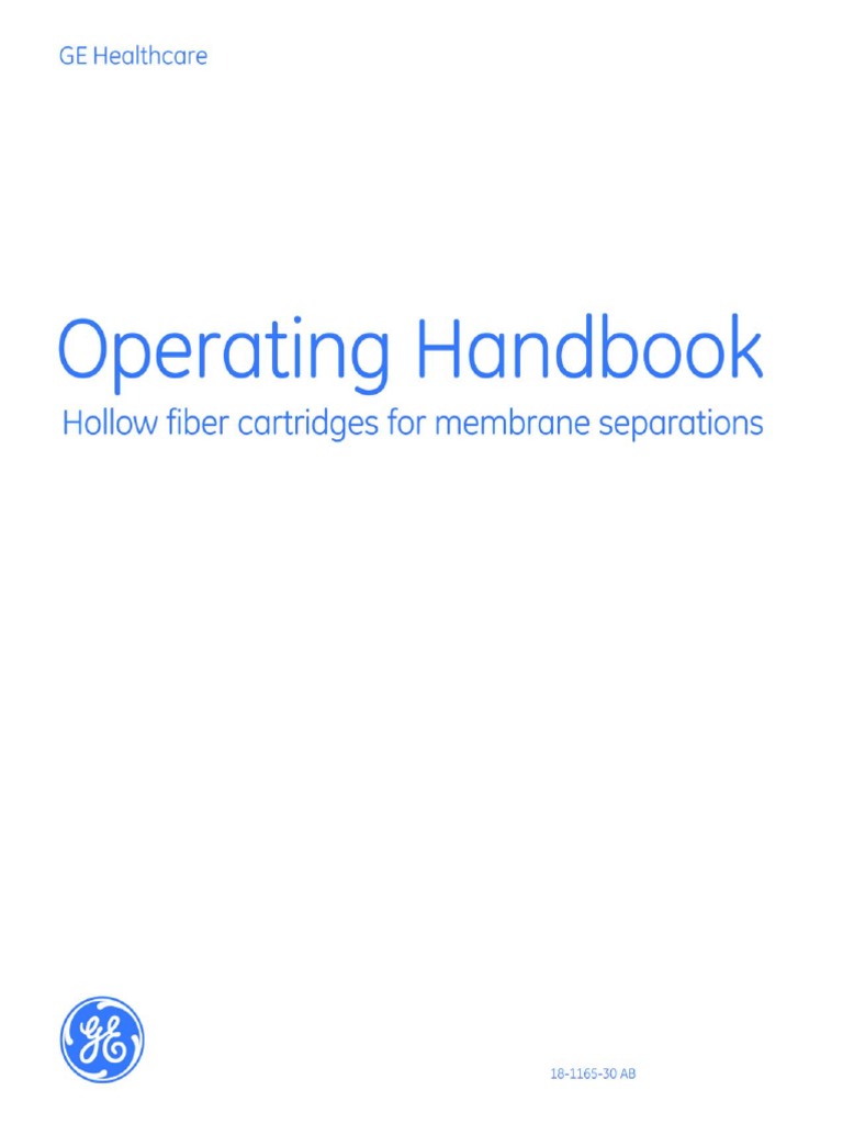 Operation Handbook Hollow Fiber Cartridges For Membrane Separations
