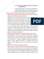 Entrevista de La Multiculturalidad de Las Lenguas Originarias