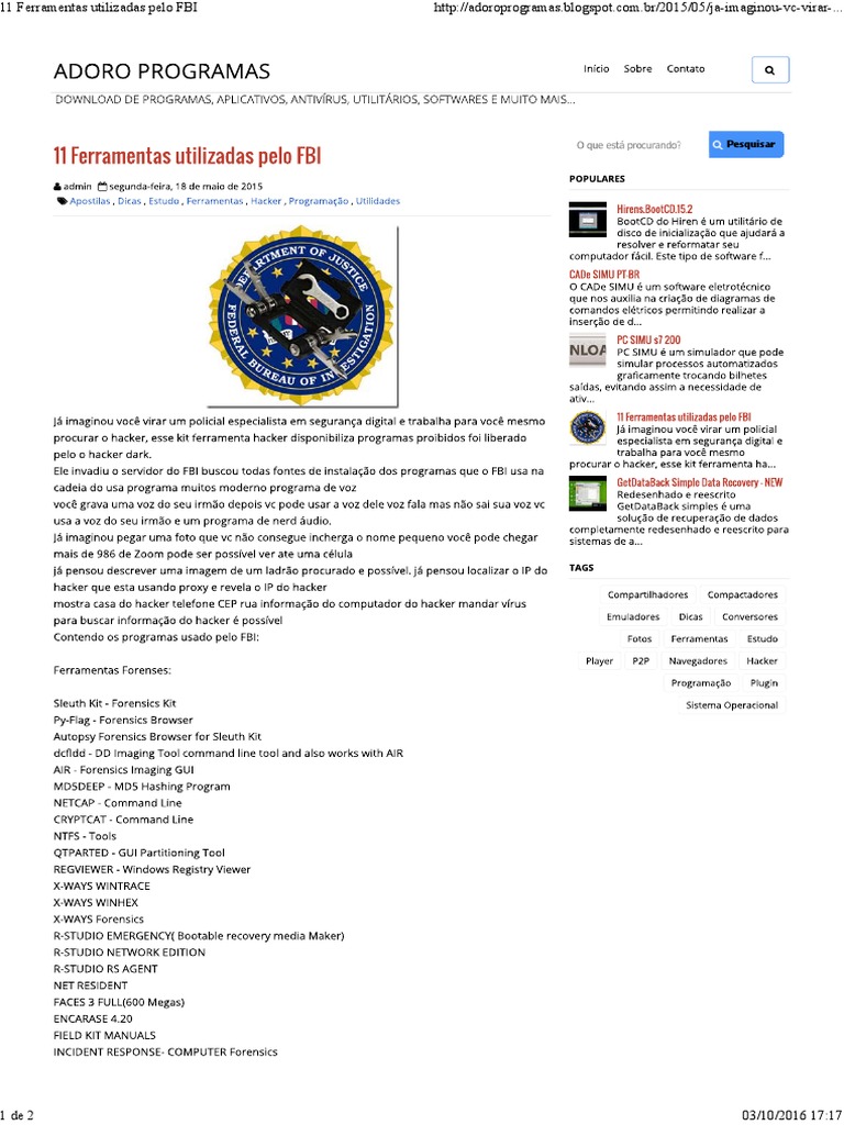 Ferramentas do FBI: 11 Exemplos | PDF