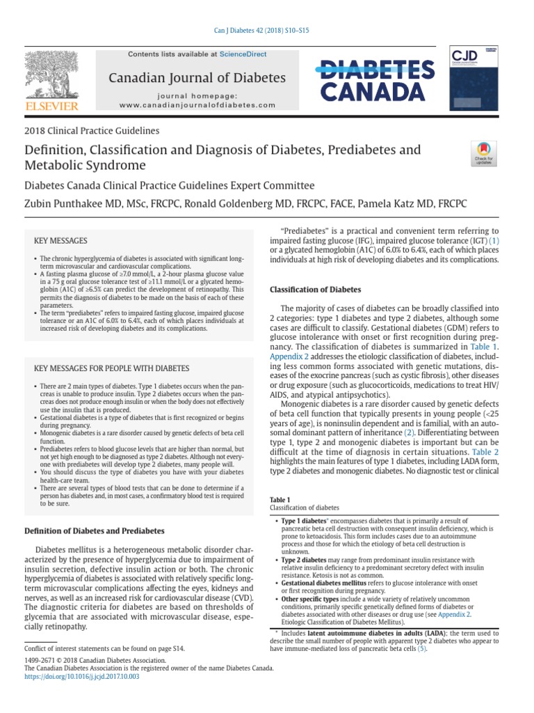 Definition Classification and Diagnosis of Diabetes Prediabetes and ...