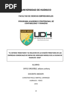  “EL SISTEMA TRIBUTARIO Y SU RELACION EN LA EVASIÓN TRIBUTARIA EN LAS EMPRESAS COMERCIALES DE ROPAS DEL MERCADO MODELO DE LA CIUDAD DE HUANUCO -2018”
