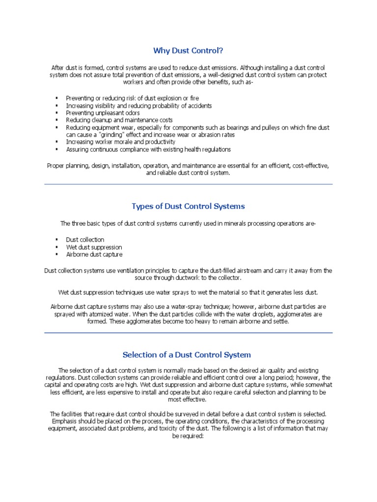 Effective Dust Control Systems Explained | PDF | Duct (Flow) | Drop ...