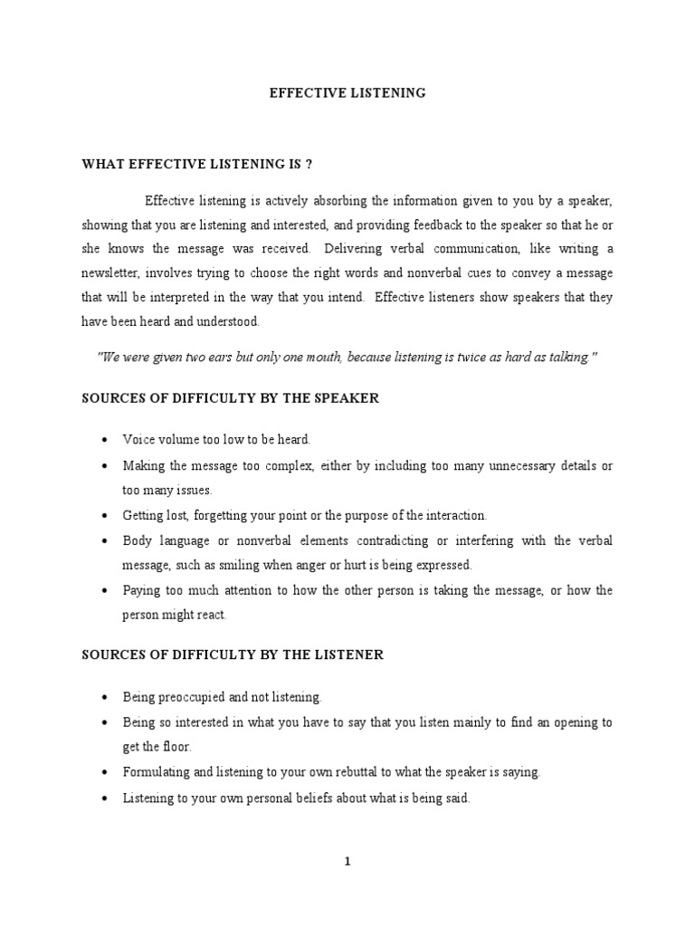 Effective Listening 09mb11 | PDF | Reason | Recruitment