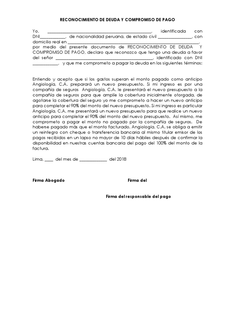 Carta Compromiso De Pago 1 Pdf