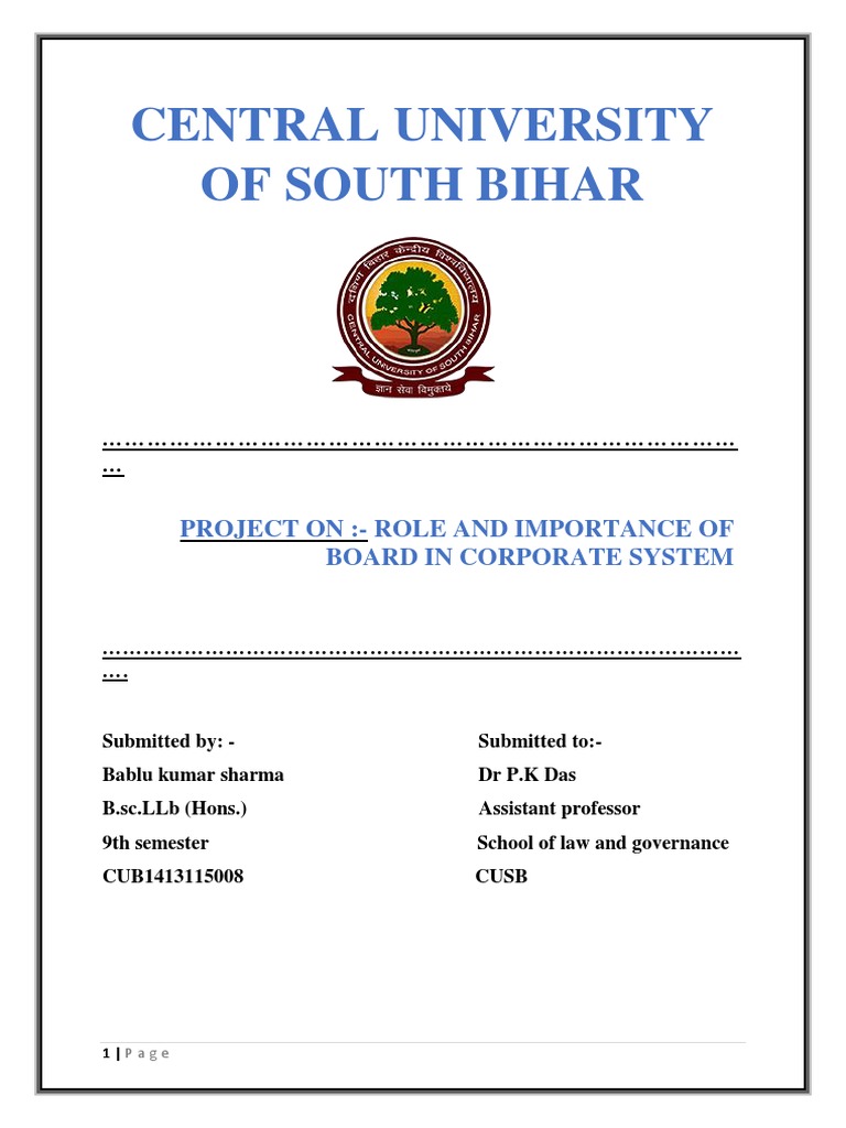 Role And Importance Of Board In Corporate System Pdf Board Of