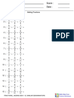 Fractions - Adding Den 1-12, Similar Denominators