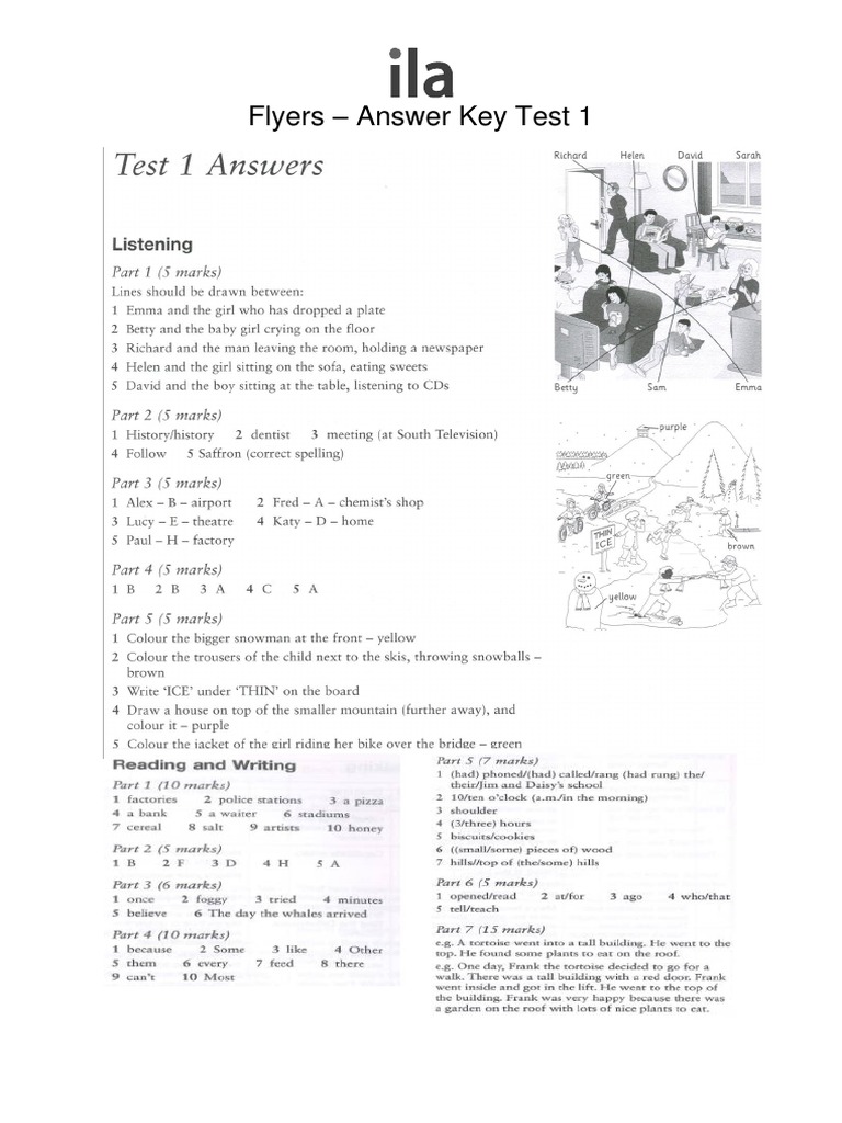 Flyers Test1 AnswerKey PDF