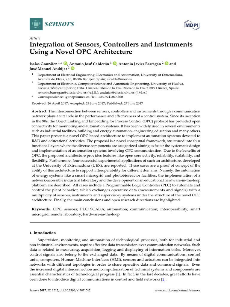 Sensors: Integration of Sensors, Controllers and Instruments Using A ...