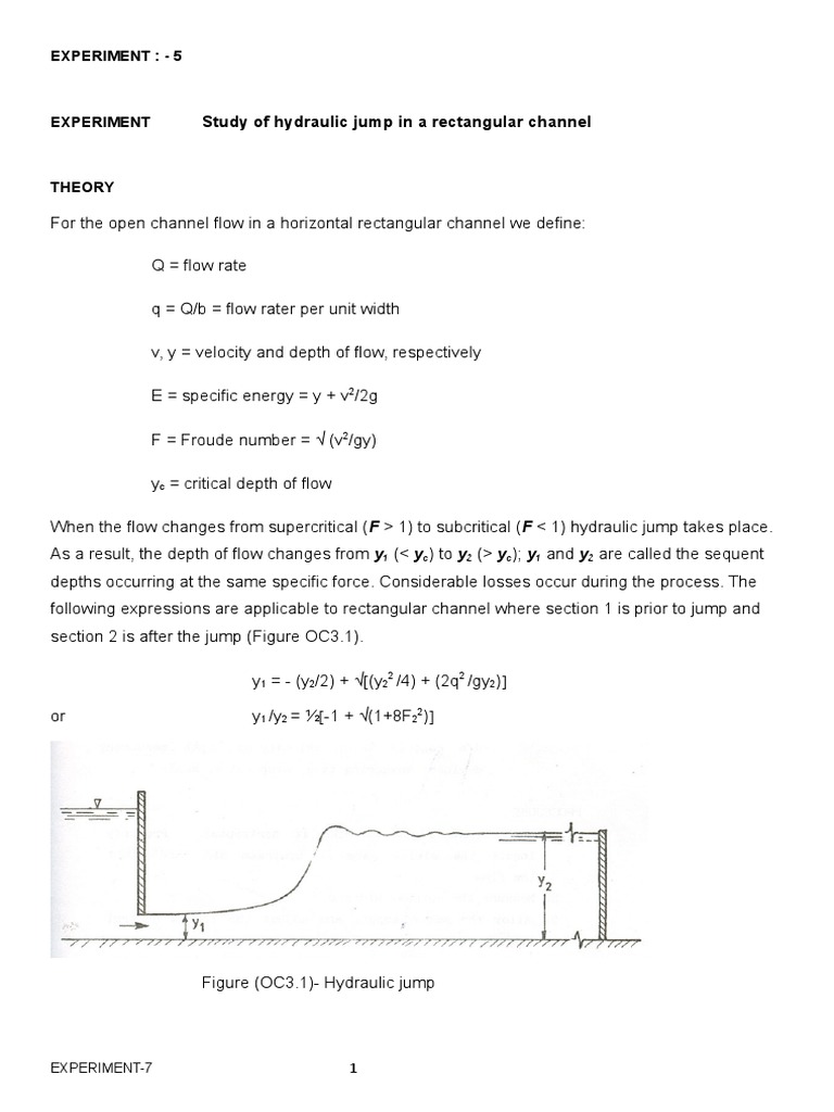 Hydraulic Jump in Rectangular Channel | PDF | Chemical Engineering ...