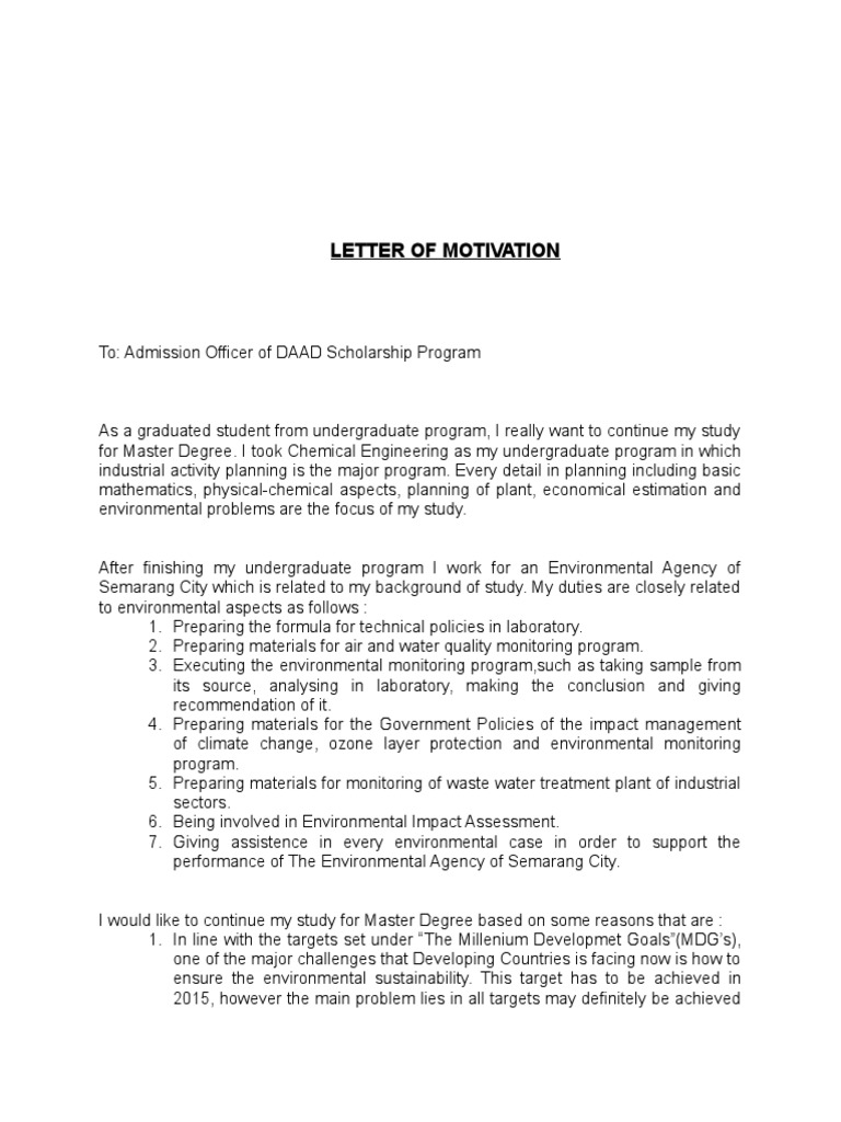 Motivation Letter Pdf Natural Resource Management Environmental Monitoring