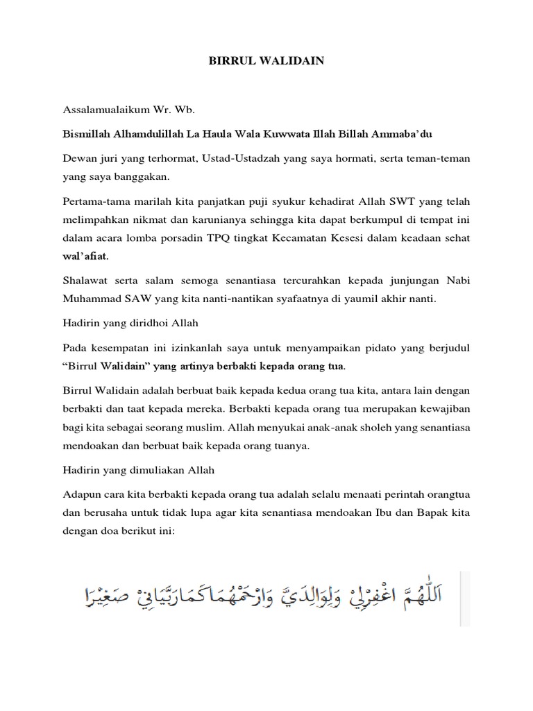 Kumpulan Teks Lomba Pidato Birrul Walidain Kumpulan Referensi Teks Pidato