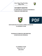 Documento Maestro Del Programa de Formación Complementaria de La Escuela Normal Superior de Villahermosa 2018
