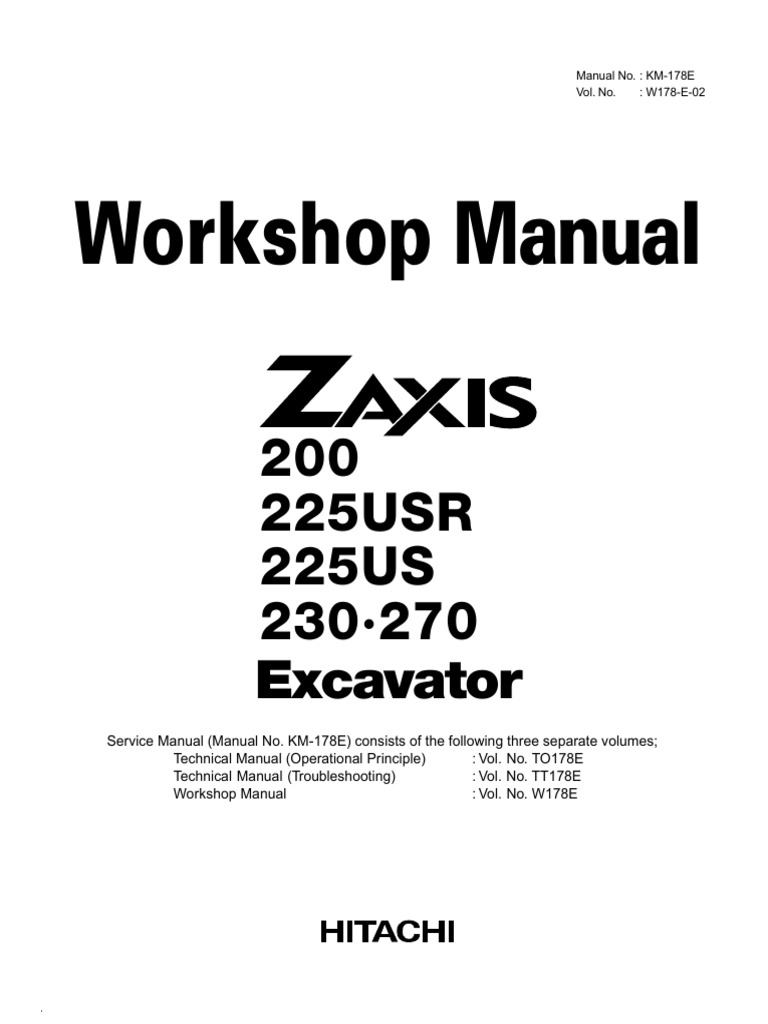 Hitachi Zaxis 225USLC Excavator Service Repair Manual PDF