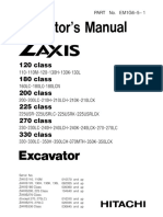 Hitachi Zaxis 270 Class Excavator Operator's Manual SN 010310 and Up PDF