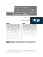 Factores Culturales Organizacionales y Psicosociales Para Implantacion Exitosa de Empresas