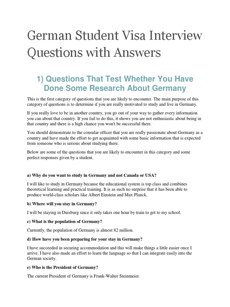German Student Visa Interview Guide | PDF | Germany | World Politics