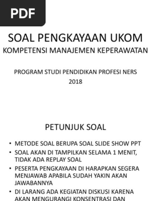 Soal Pengkayaan Ukom Kompetensi Manajemen Keperawatan Pptx