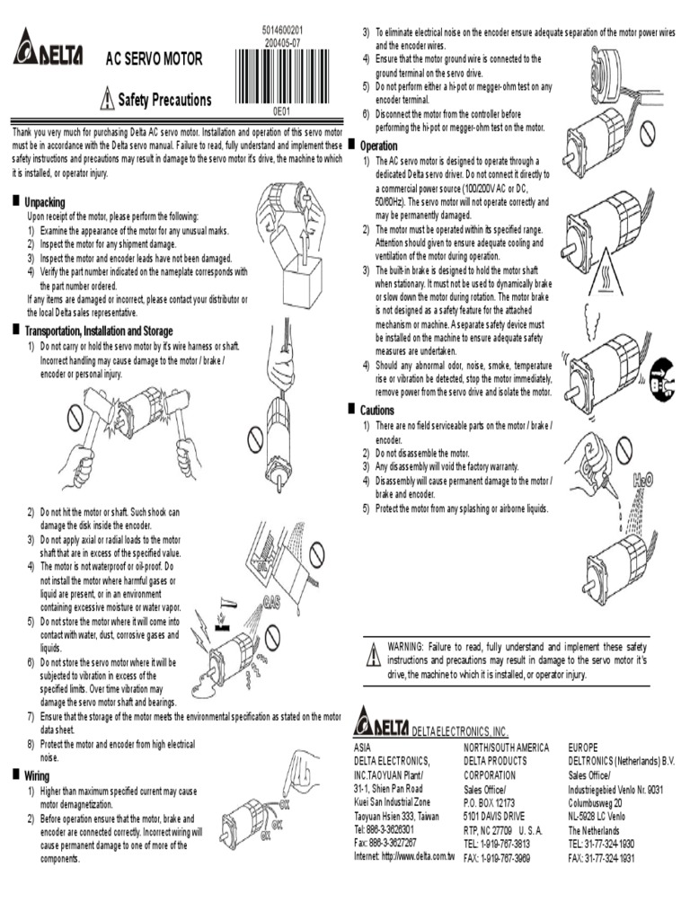 Safety Precautions: Ac Servo Motor | PDF | Servomechanism | Electrical ...