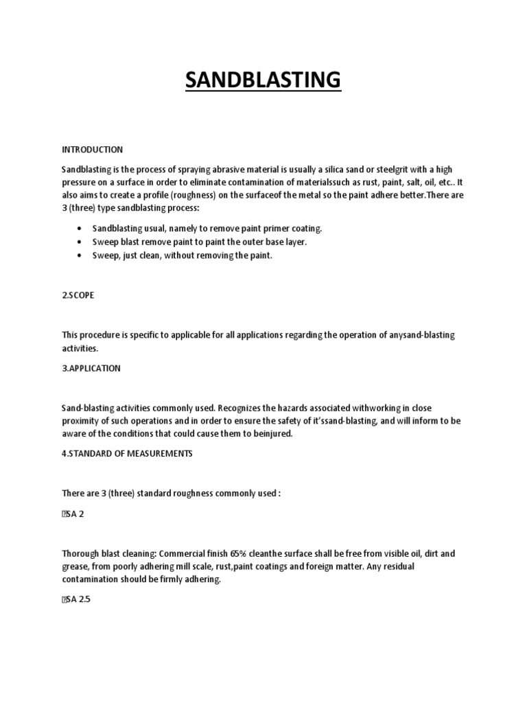 A Comprehensive Guide to Sandblasting Procedures, Equipment, and Safety Standards PDF