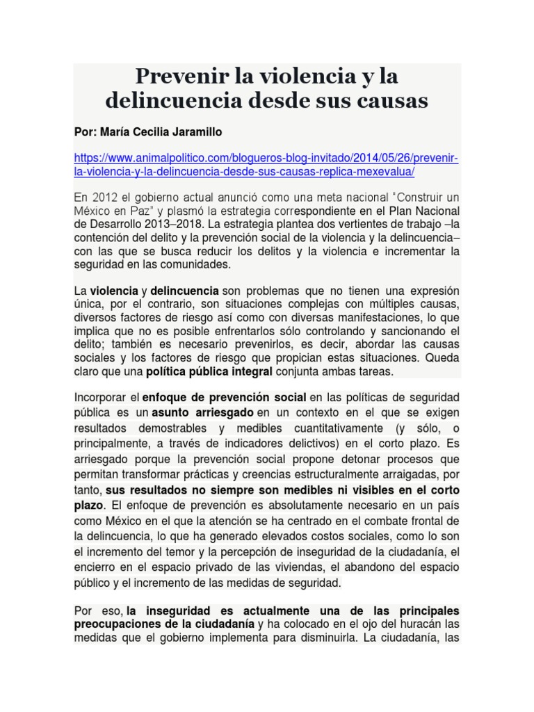 Prevención de violencia y delincuencia en México | PDF | Violencia | México