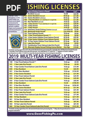 2019 Pa. Fishing License Pricing, PDF, Angling