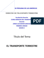 Tercera Semana Derecho de Transporte Terrestre Sutran Superintendencia de Transportes