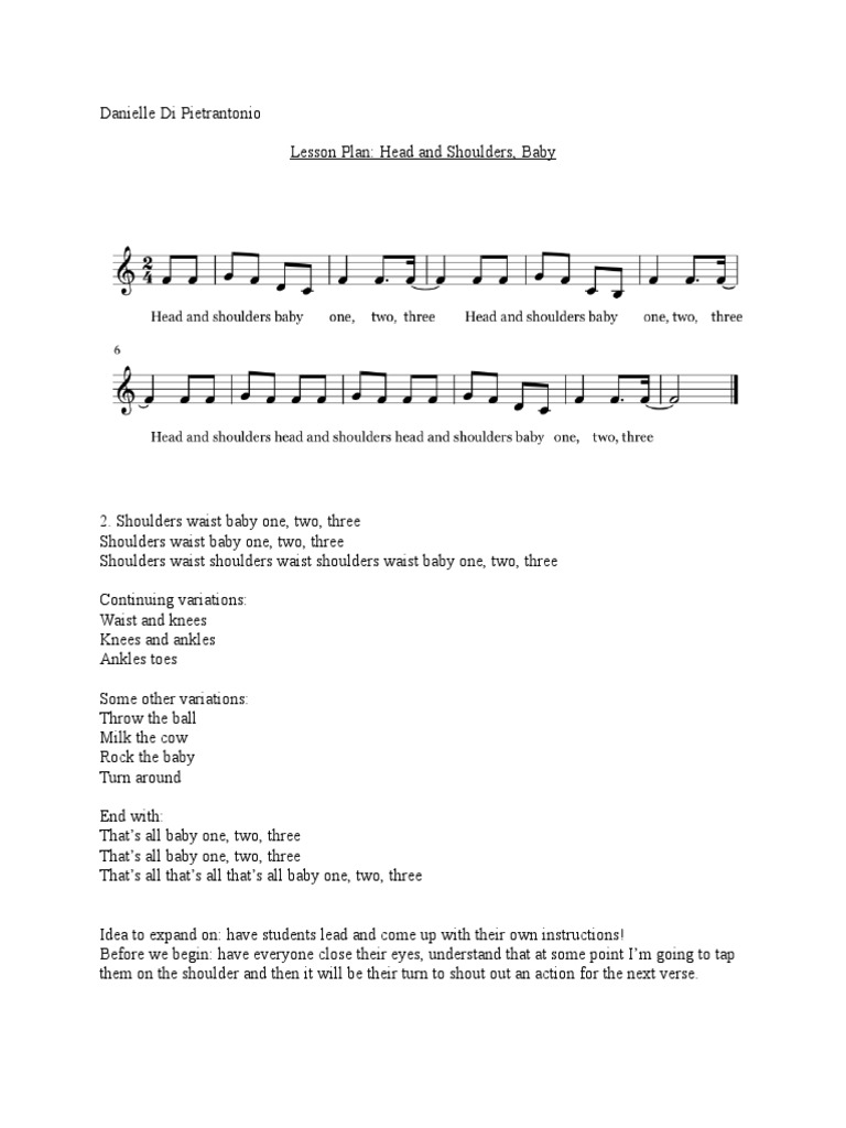 Head and Shoulders Baby Lesson Plan Grade 2 PDF