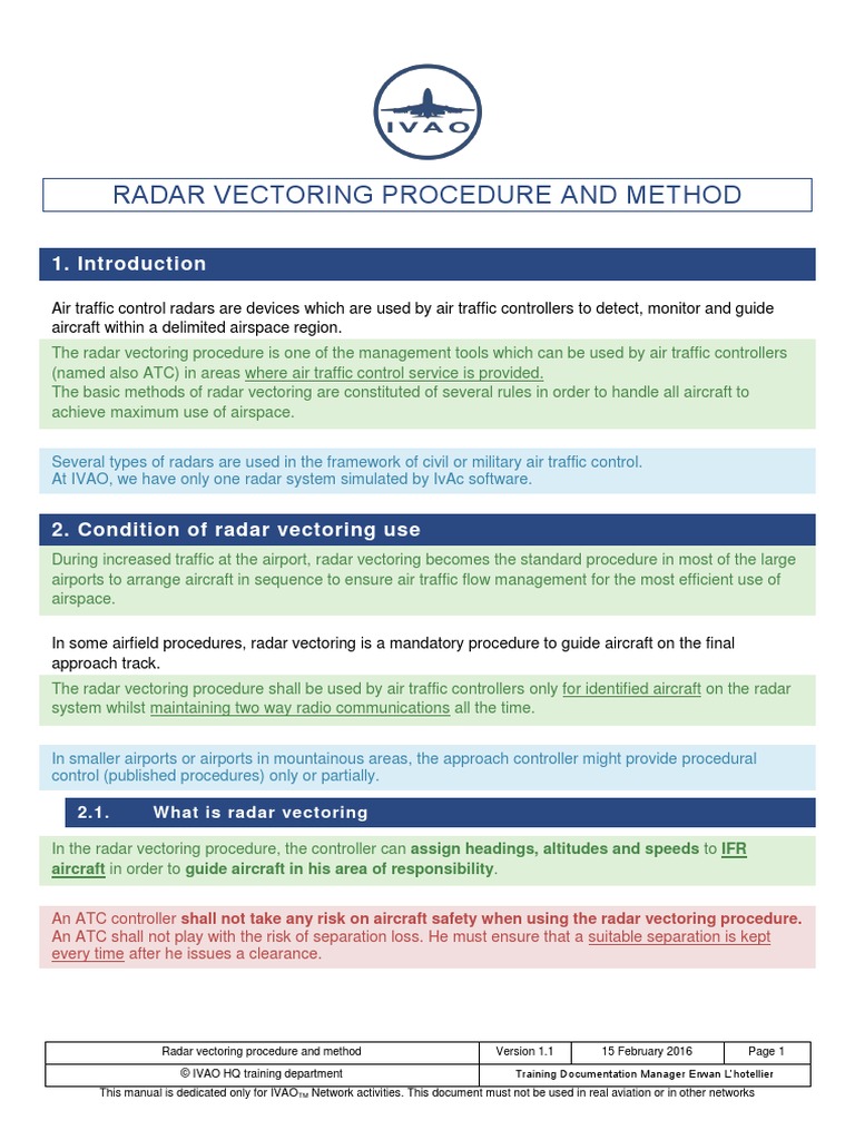 APC Radar Vectoring PDF Air Traffic Control Instrument Flight Rules