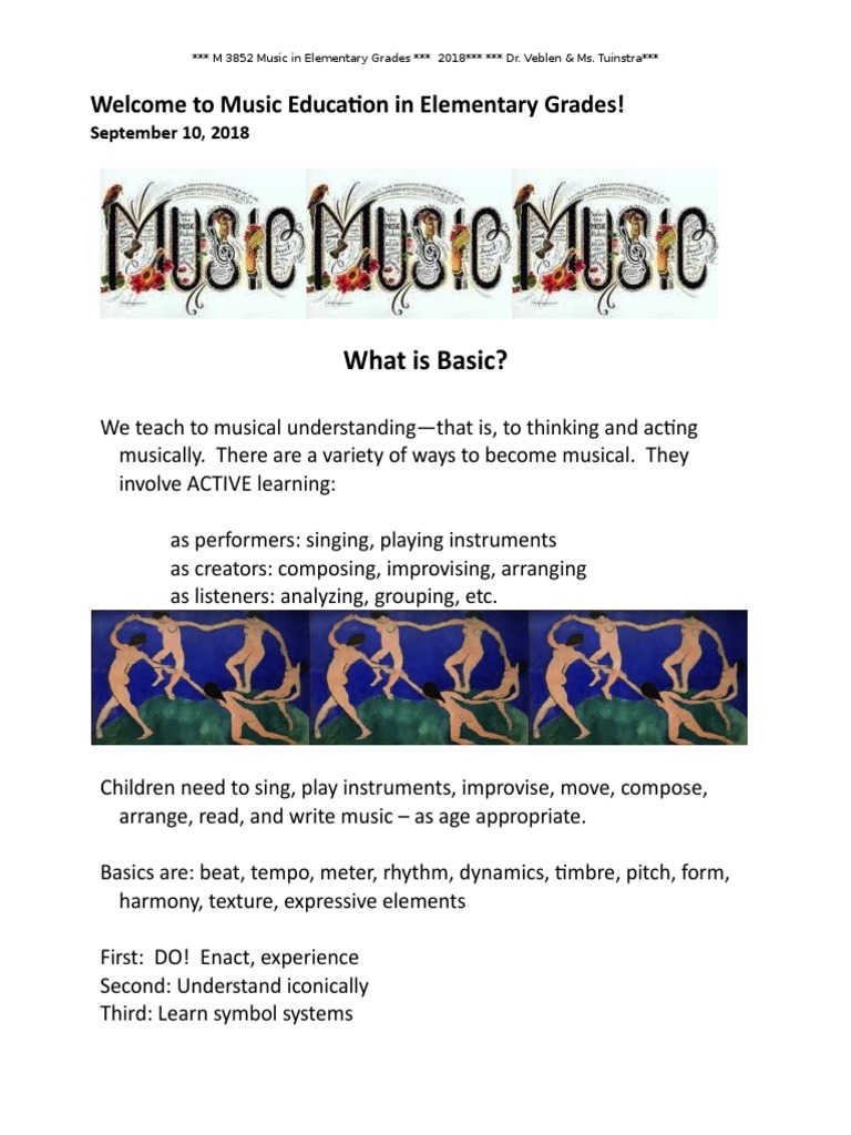 What Is Basic?: Welcome To Music Education in Elementary Grades! | PDF