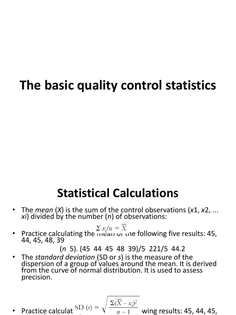 Quality Control: Mean & Standard Deviation | PDF | Coefficient Of ...