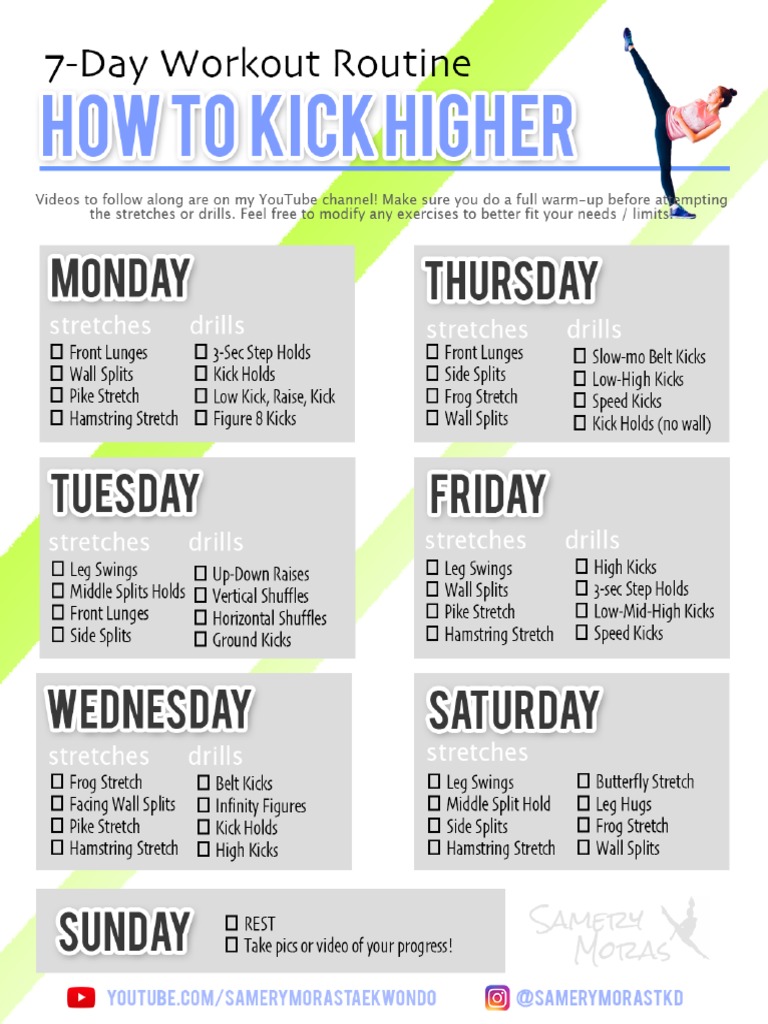 How To Kick Higher 7 Day Workout Routine PDF | PDF