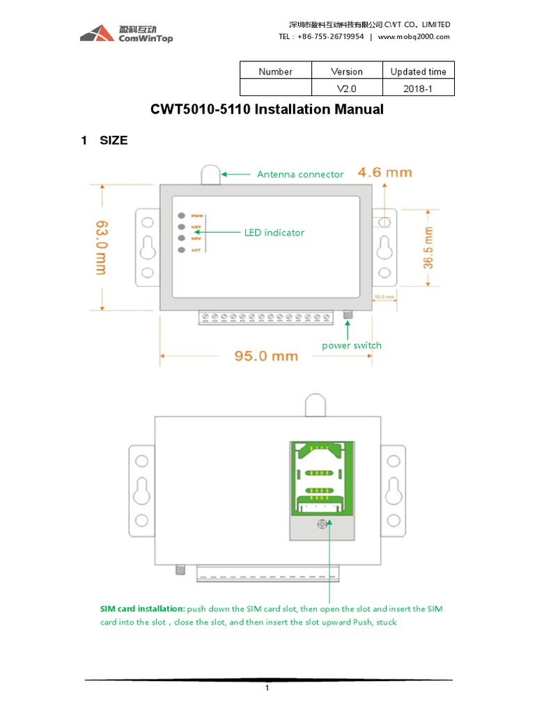 CWT5010-5110 Installation Manual | PDF | Relay | Subscriber Identity Module