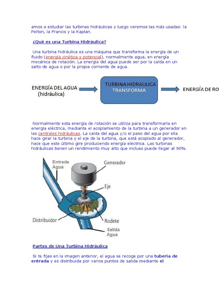 Turbinas Hidráulicas, PDF, Turbina