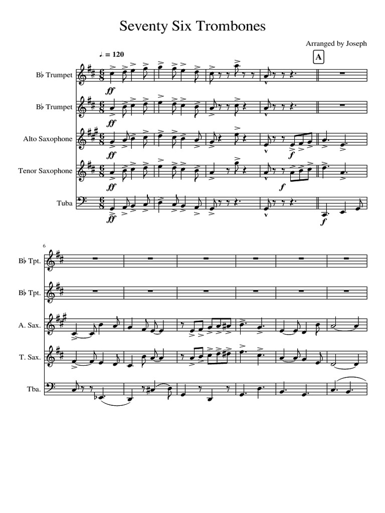 Seventy Six Trombones Maestro PDF Musical Instruments Elementary