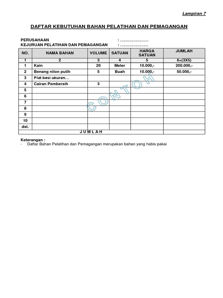 Form Bahan PDN | PDF