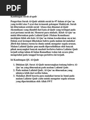 Kandungan Surah Al Qadr
