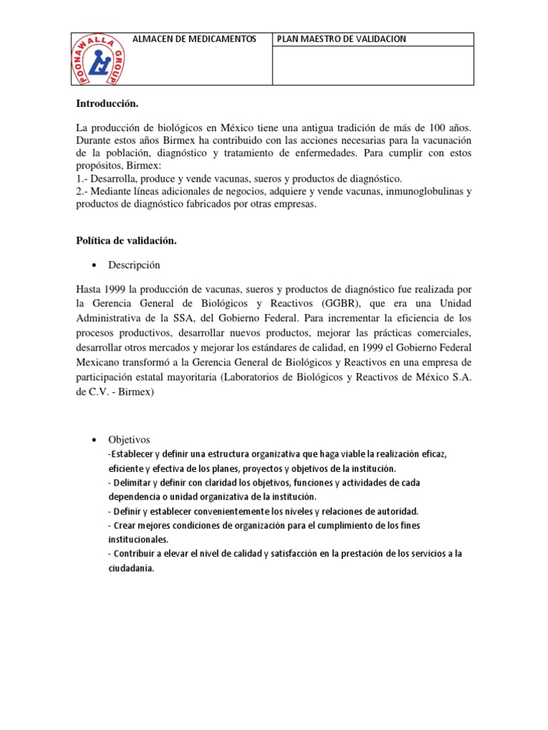 Plan Maestro de Vlidacion | PDF | Almacén | México