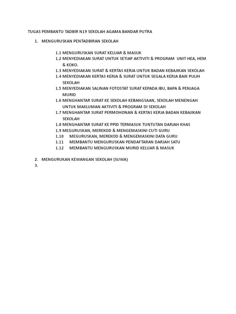Tugas Pembantu Tadbir n19 Sekolah Agama Bandar Putra  PDF