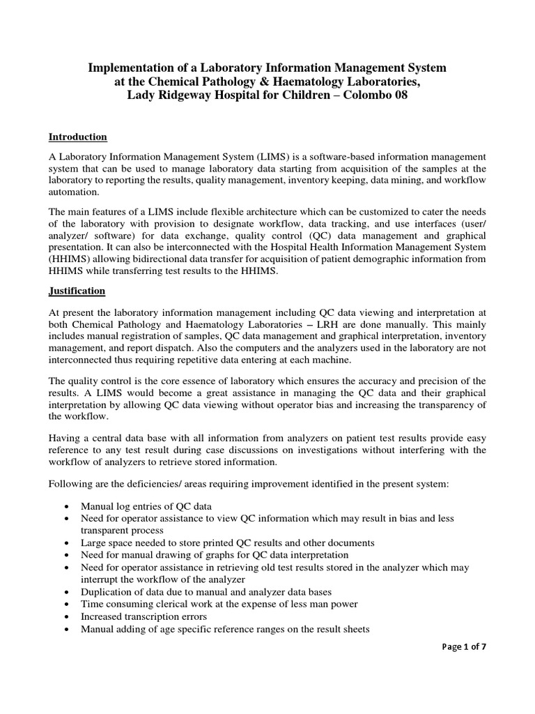 Implementation of A Laboratory Information Management System at LRH