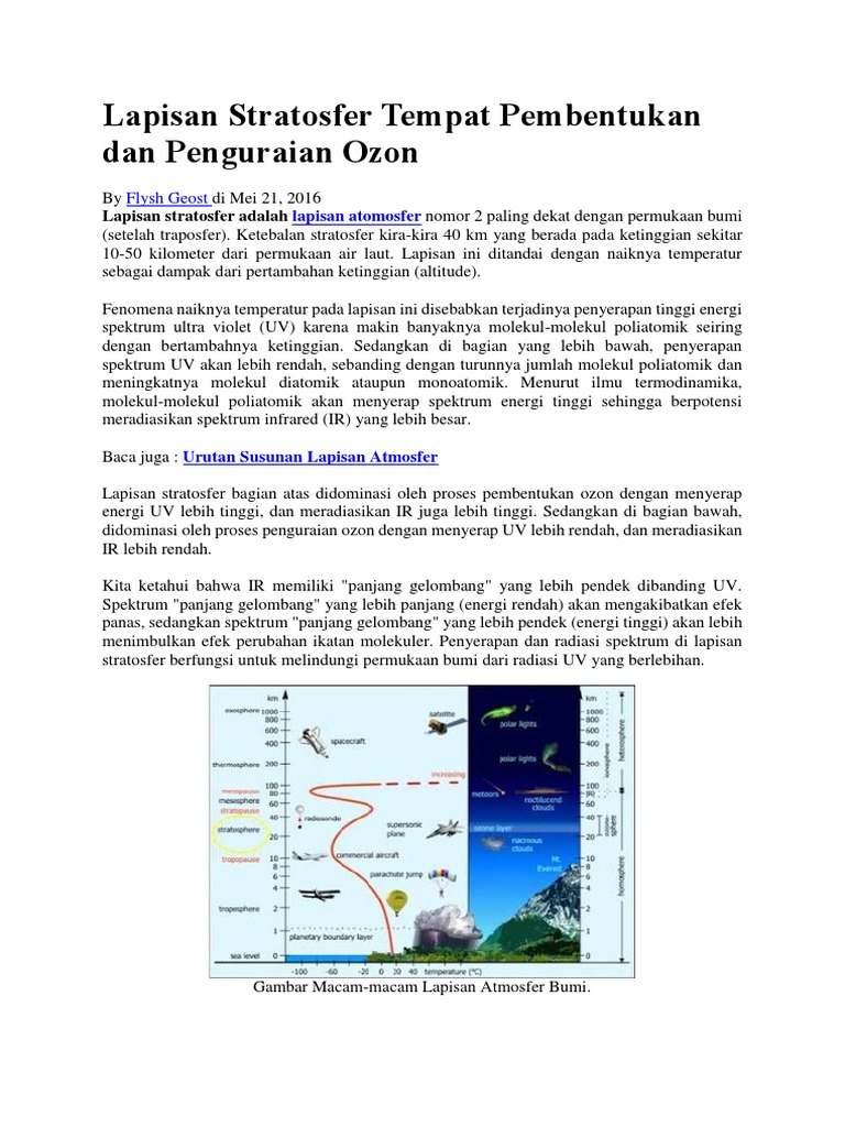 Lapisan Stratosfer Tempat Pembentukan Dan Penguraian Ozon | PDF
