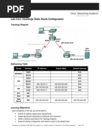 Lab 2.8.2. Challenge Static Route Configuration