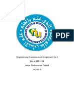 Programming Fundamentals Assignment No 2 STD - Id 18K1128 Name Muhammad Faseeh Section G